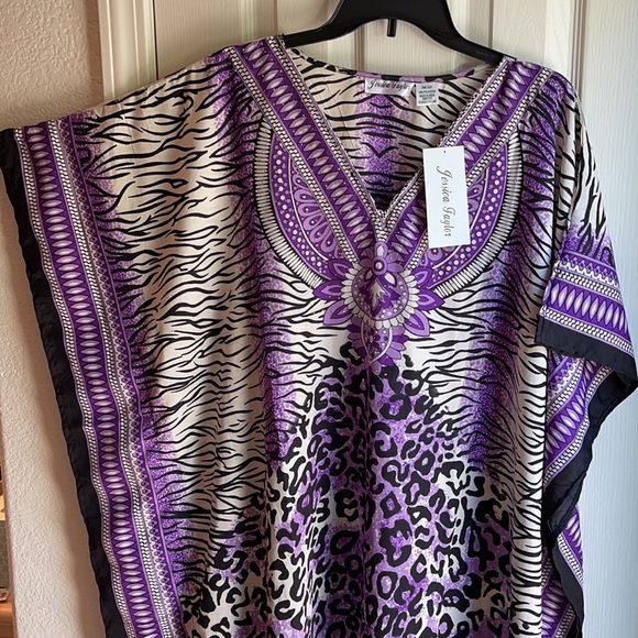 NWT JESSICA TAYLOR PURPLE & BLACK CAFTAN - Picture 5 of 9